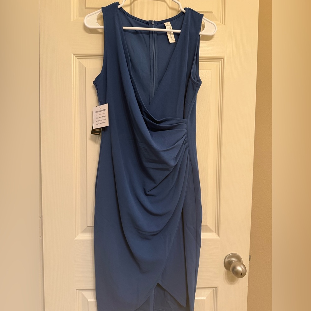 Elegant Blue Draped Dress